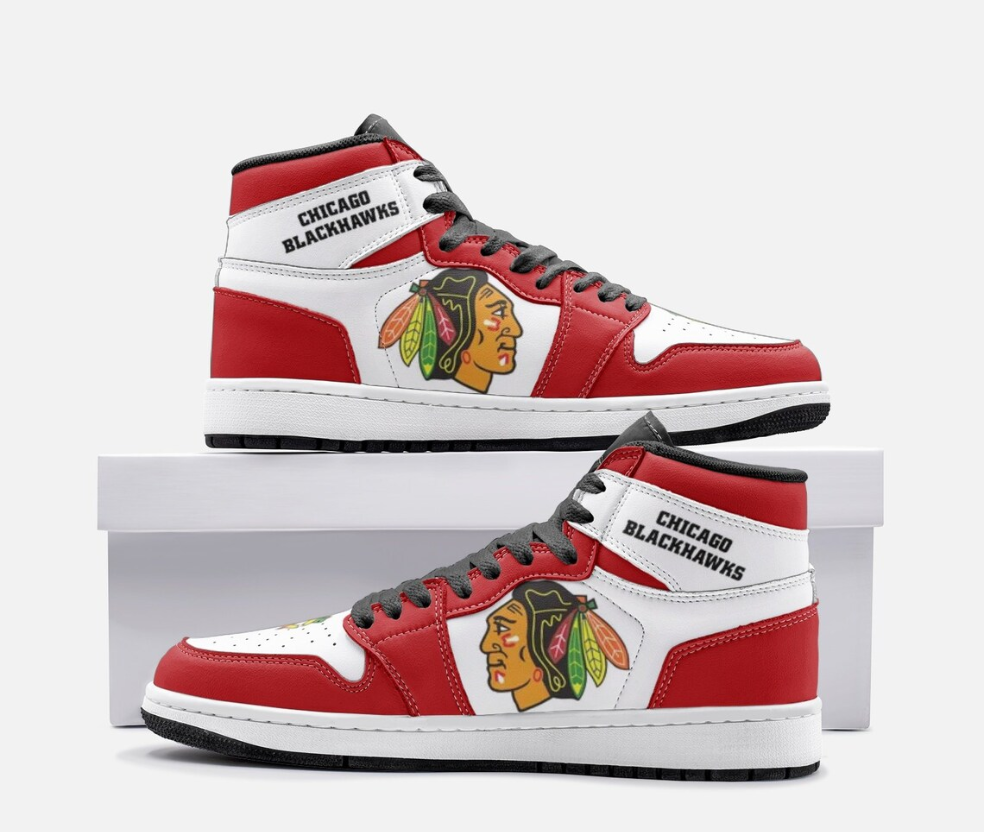 Ideafootwear Chicago Blackhawks AJ1 High Sneakers Shoes For Men And Women 6