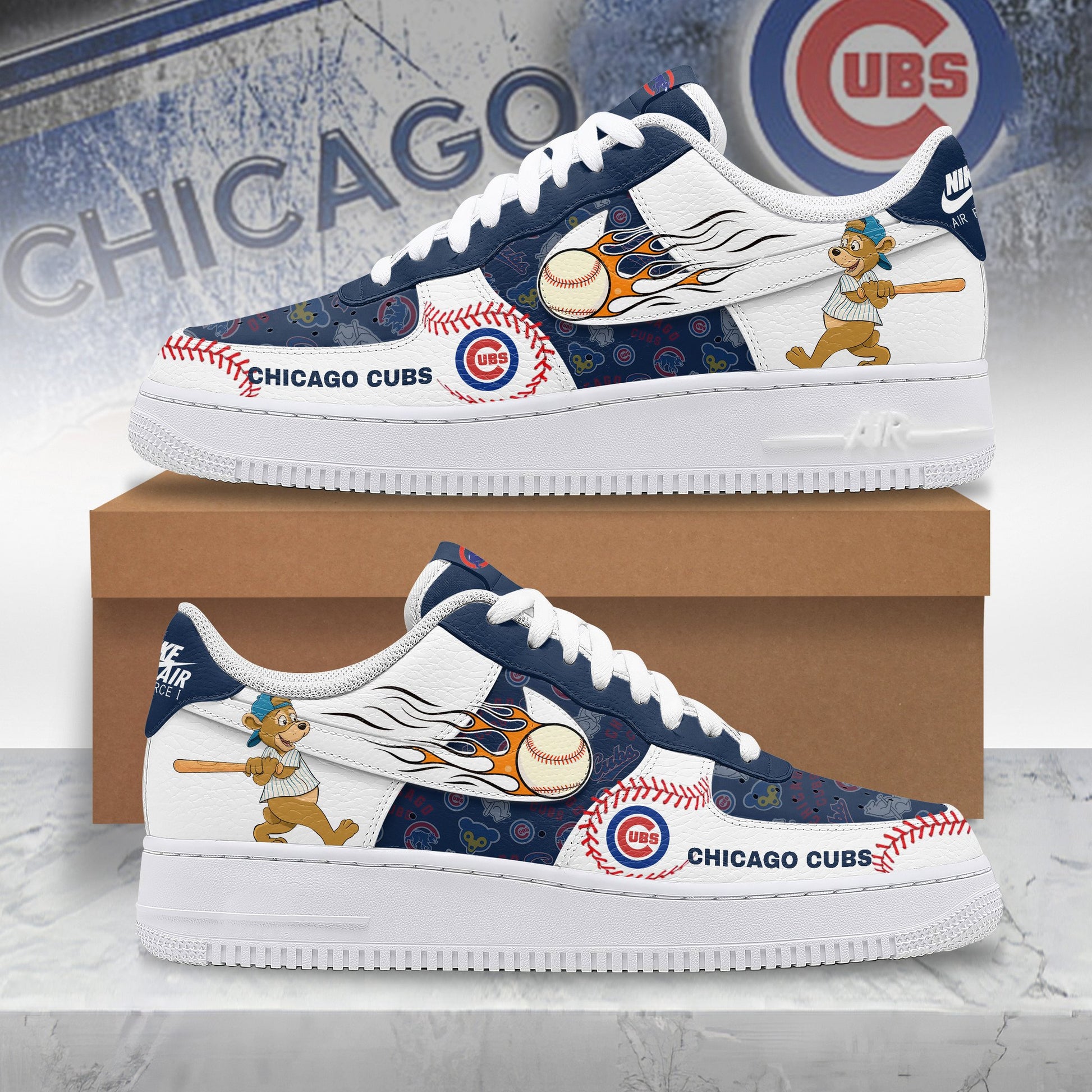 Ideafootwear Chicago Cubs Air Low-Top Sneakers Shoes For Men And Women 2