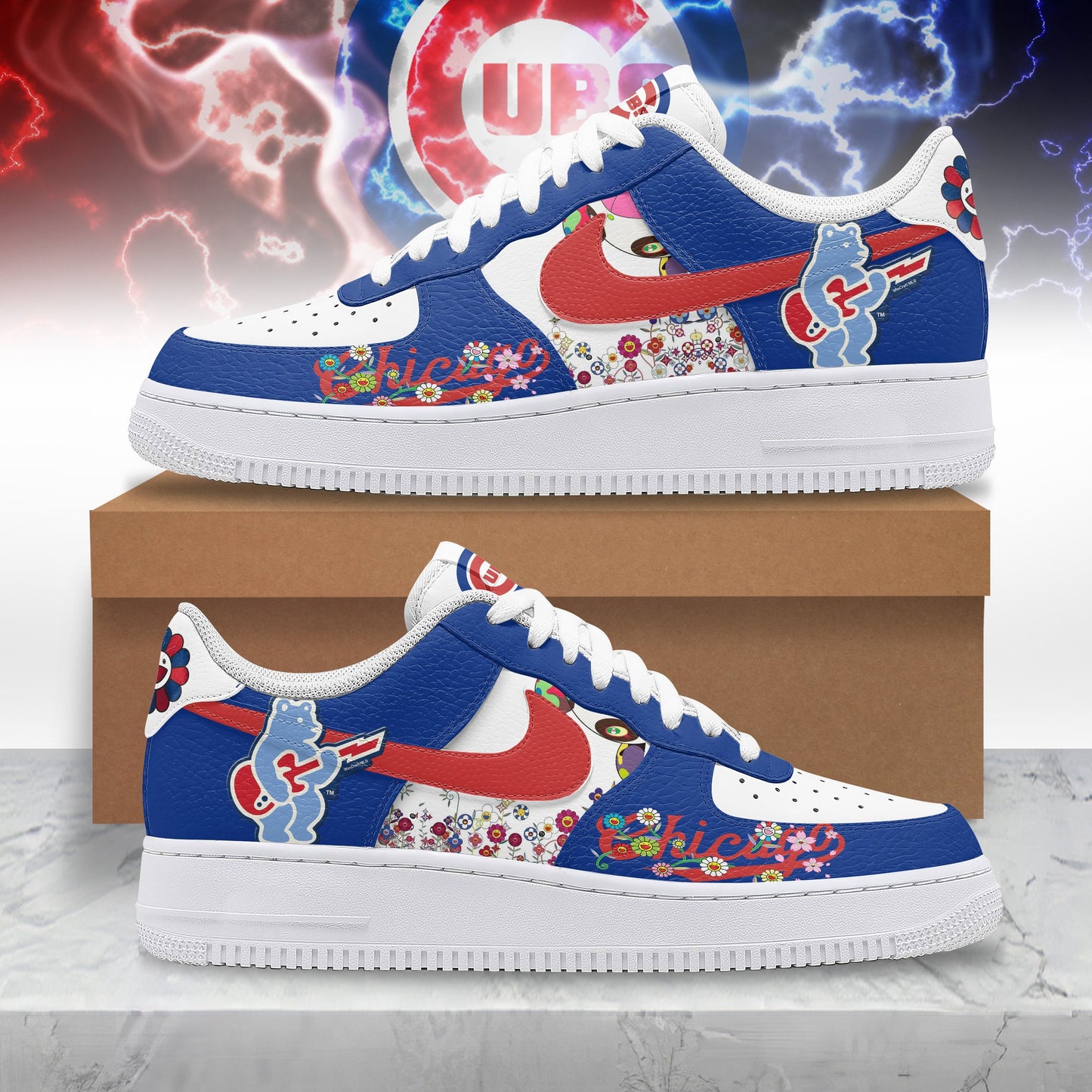 Ideafootwear Chicago Cubs Air Low-Top Sneakers Shoes For Men And Women 1