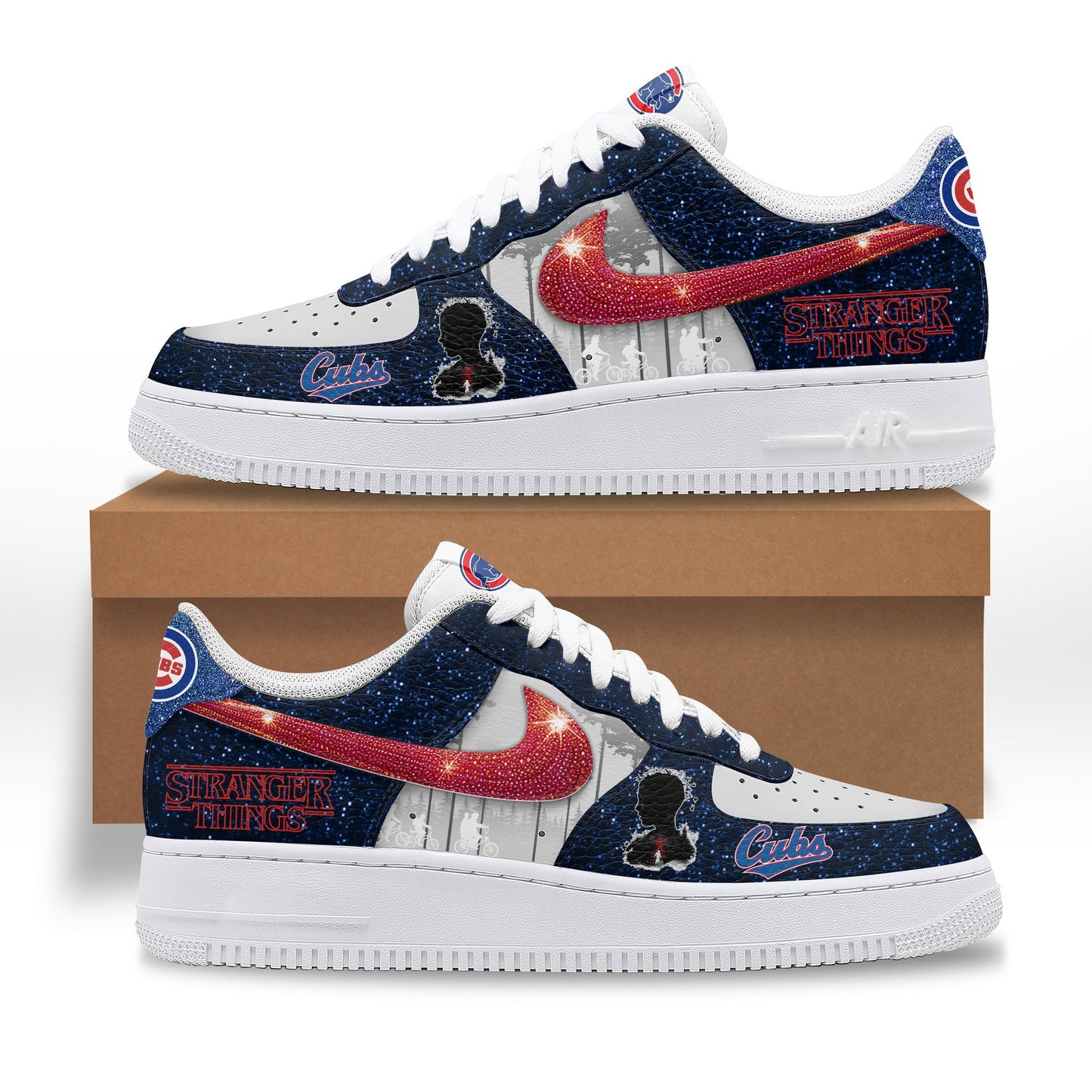 Ideafootwear Chicago Cubs x Stranger Things Air Low-Top Sneakers Shoes For Men And Women 1