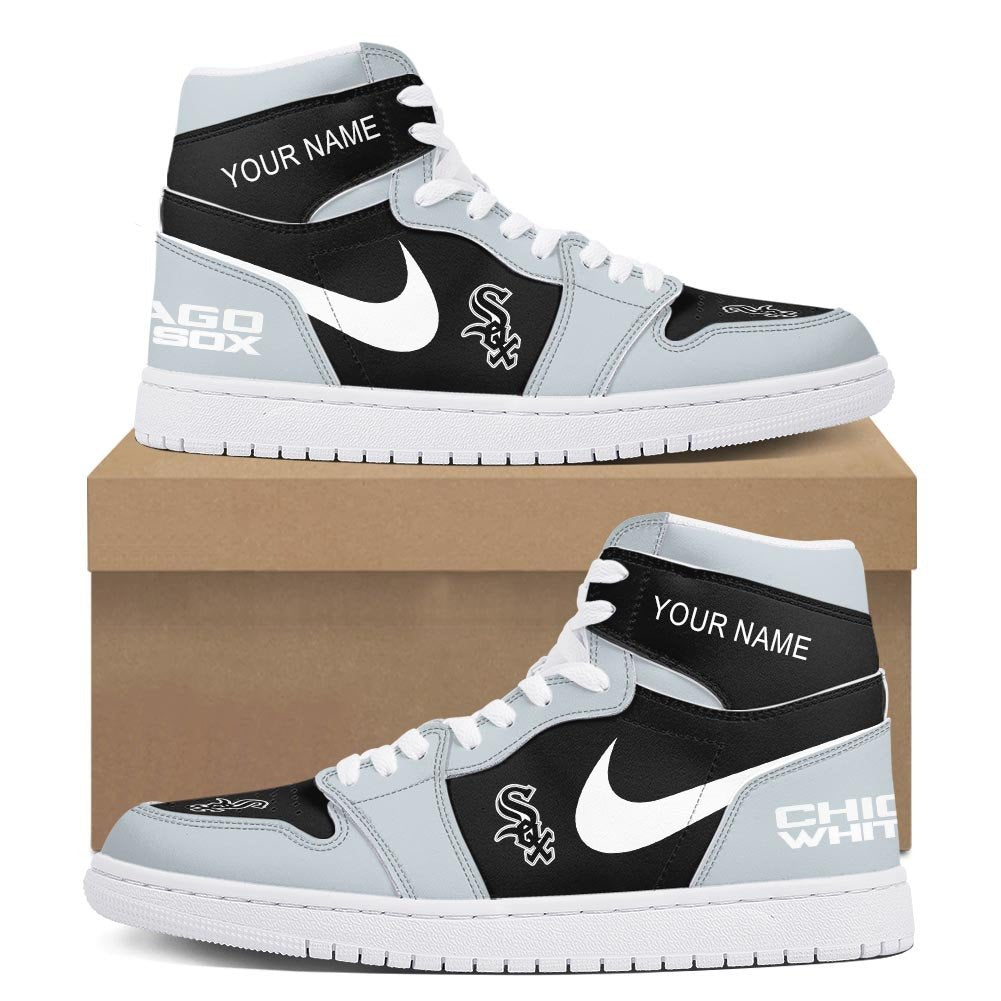 Ideafootwear Chicago White Sox AJ1 High Sneakers Shoes For Men And Women 3