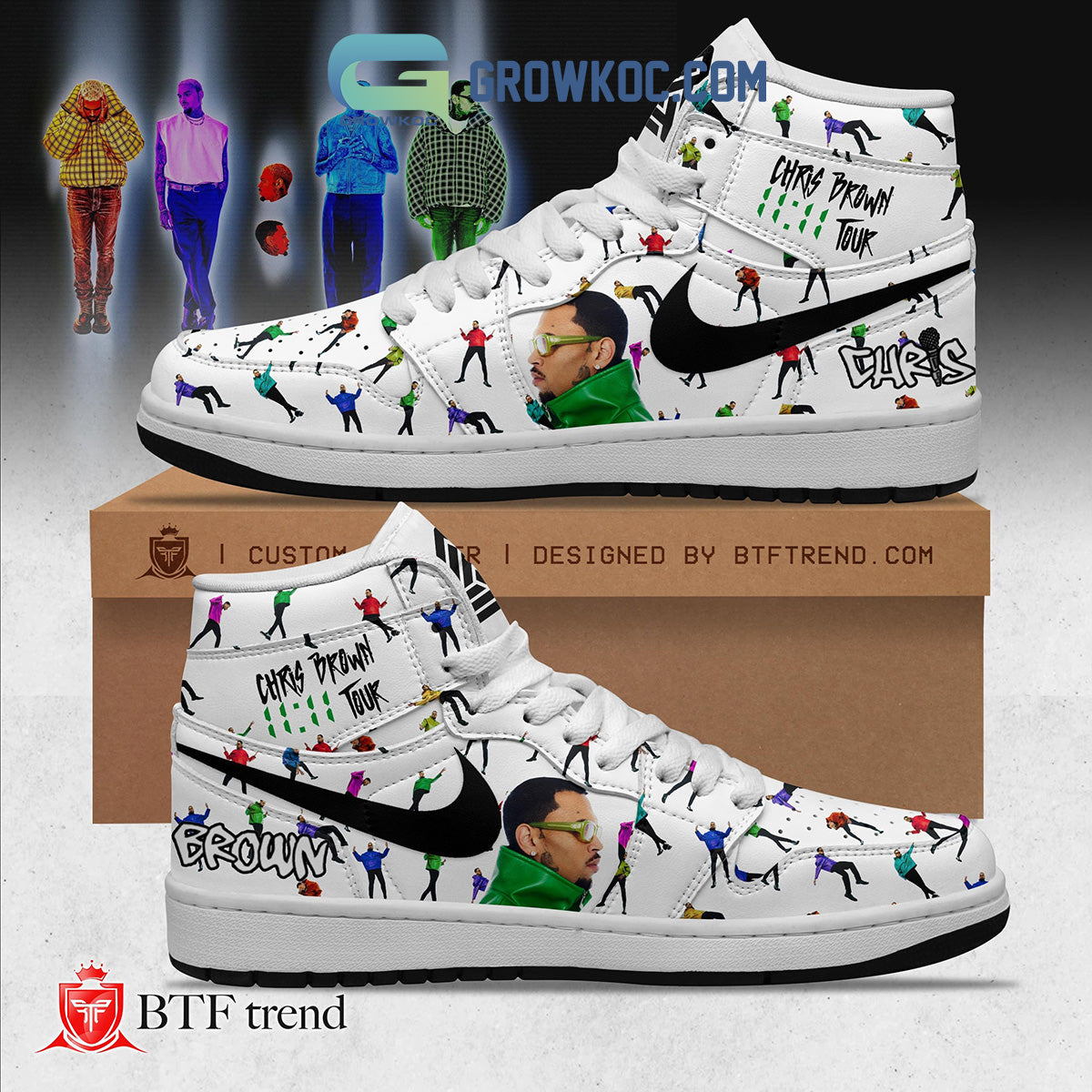 Ideafootwear Chris Brown AJ1 High Sneakers Shoes For Men And Women 3