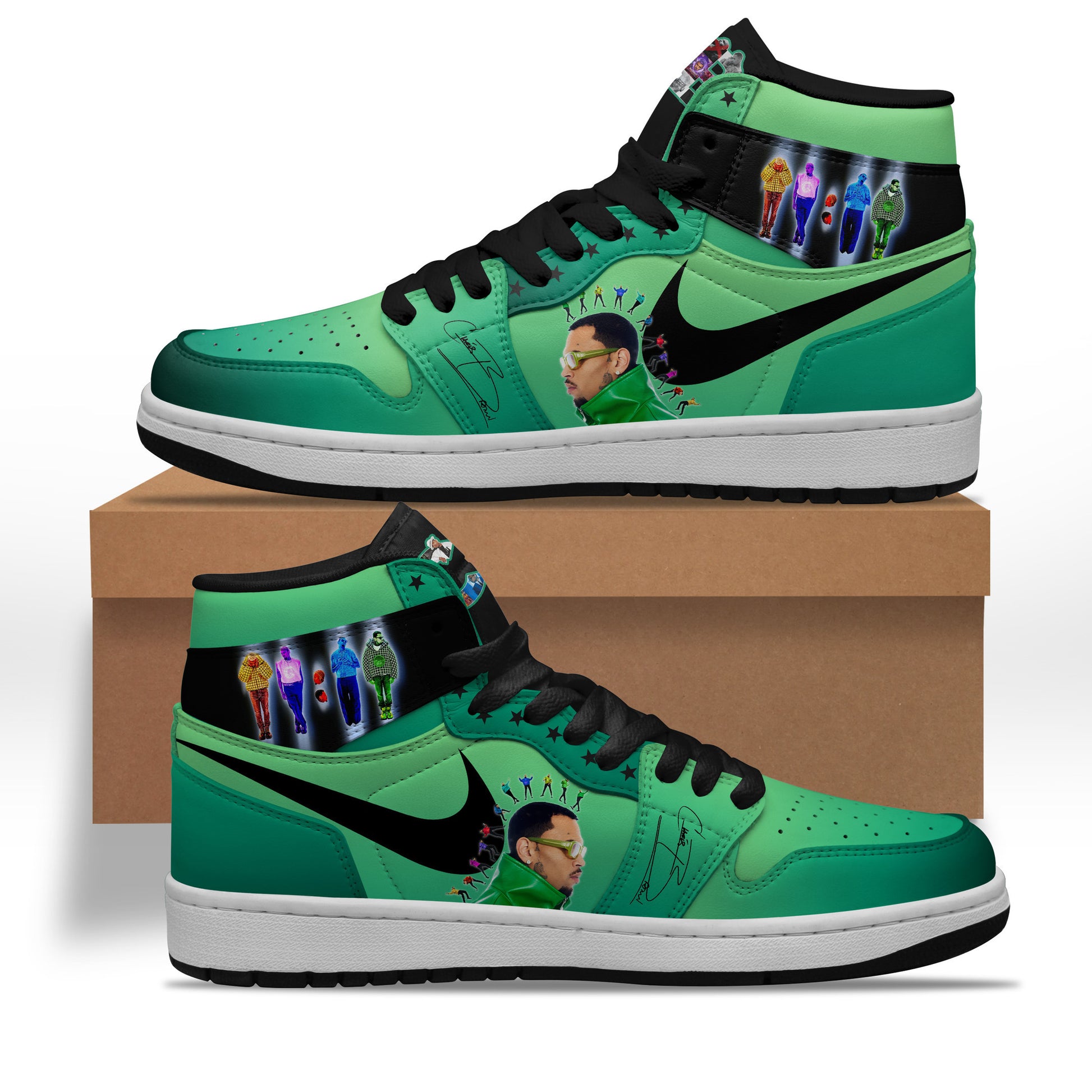 Ideafootwear Chris Brown AJ1 High Sneakers Shoes For Men And Women 12