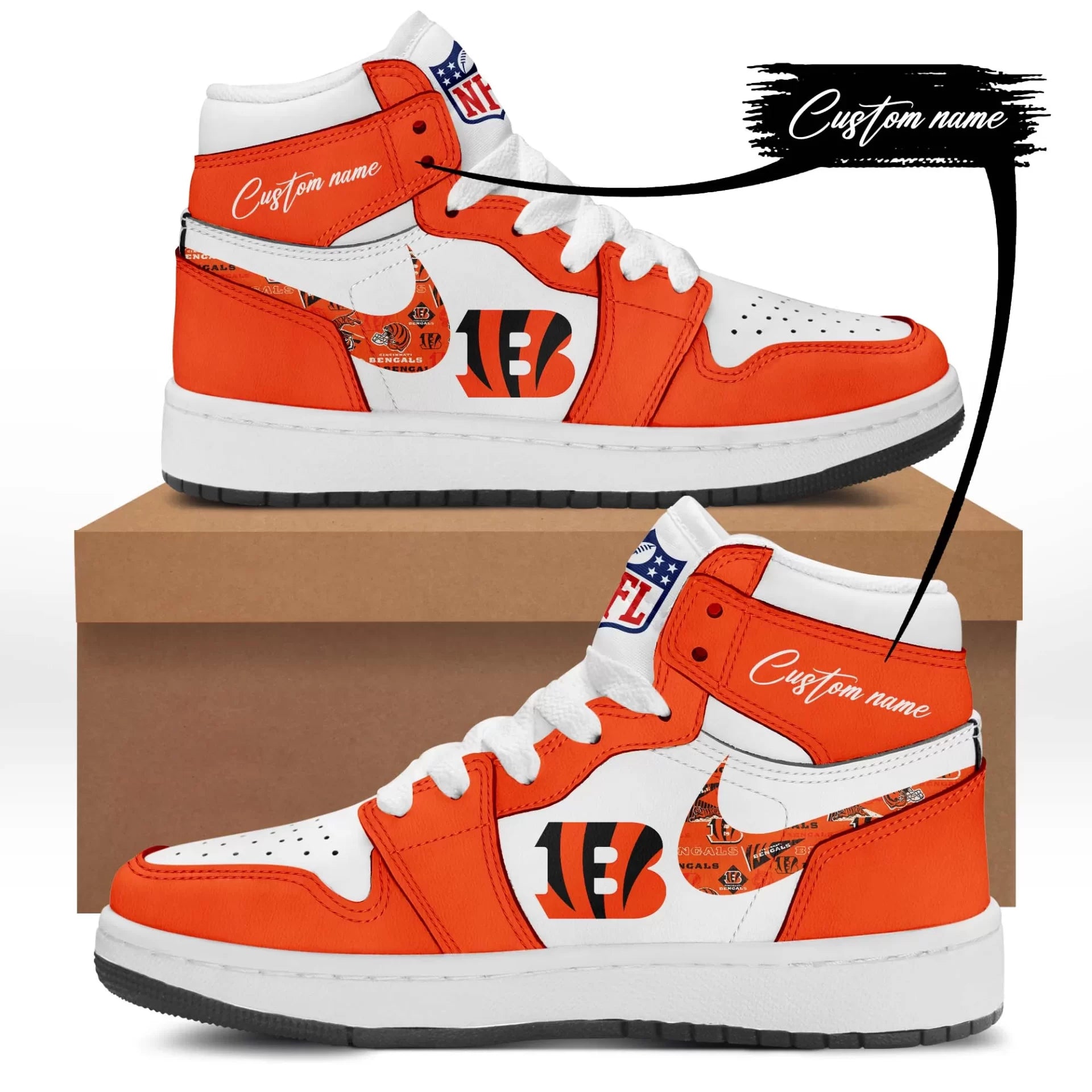Ideafootwear Cincinnati Bengals AJ1 High Sneakers Shoes For Men And Women 9