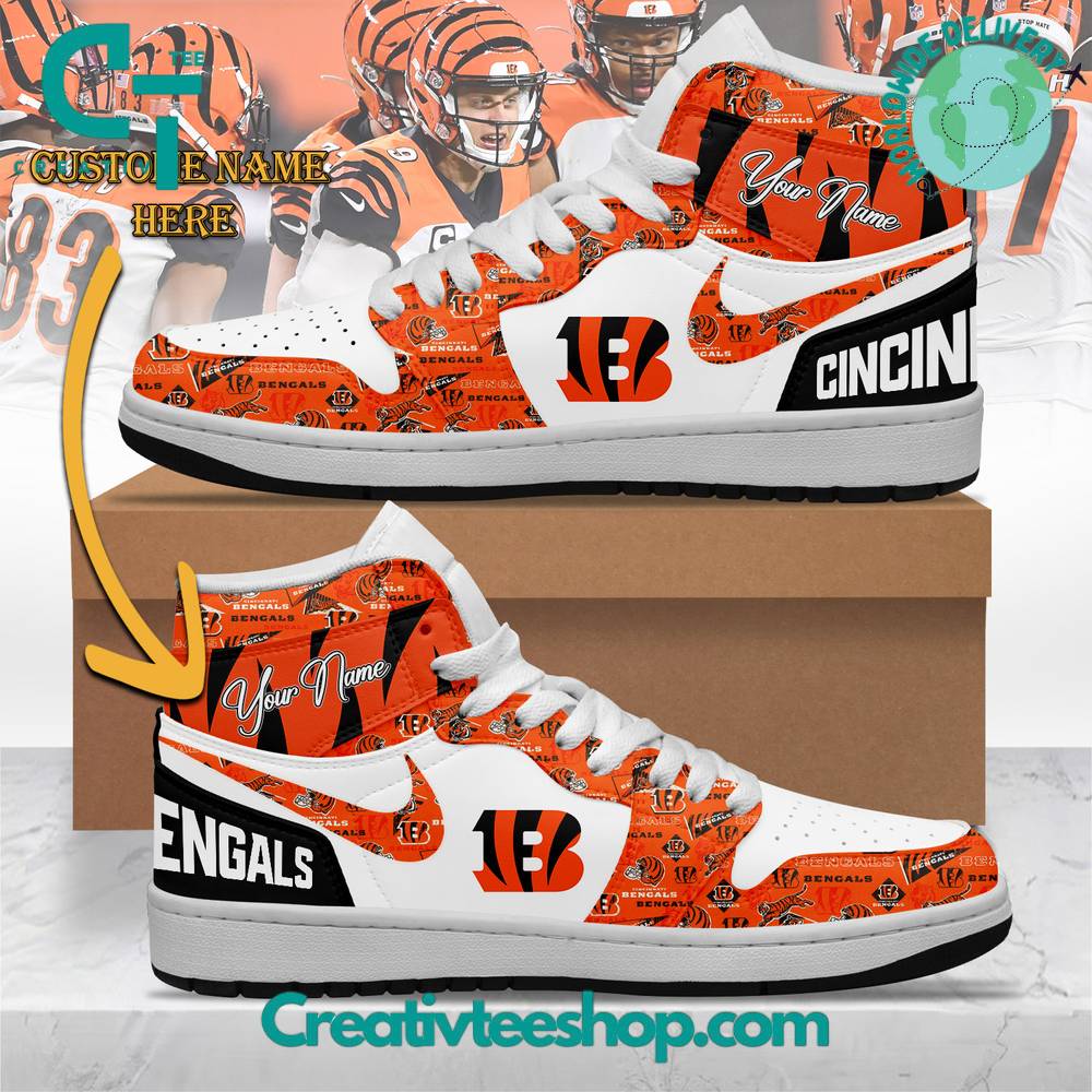 Ideafootwear Cincinnati Bengals AJ1 High Sneakers Shoes For Men And Women 8