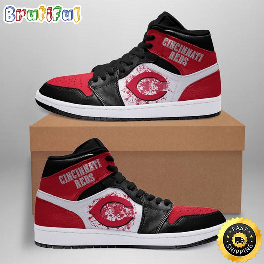 Ideafootwear Cincinnati Reds MLB AJ1 High Sneakers Shoes For Men And Women 5