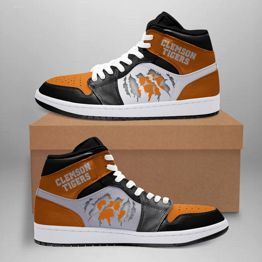 Ideafootwear Clemson Tigers AJ1 High Sneakers Shoes For Men And Women 4