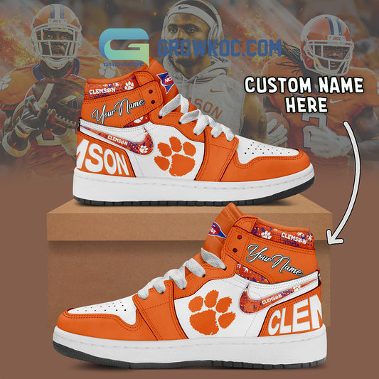 Ideafootwear Clemson Tigers AJ1 High Sneakers Shoes For Men And Women 1