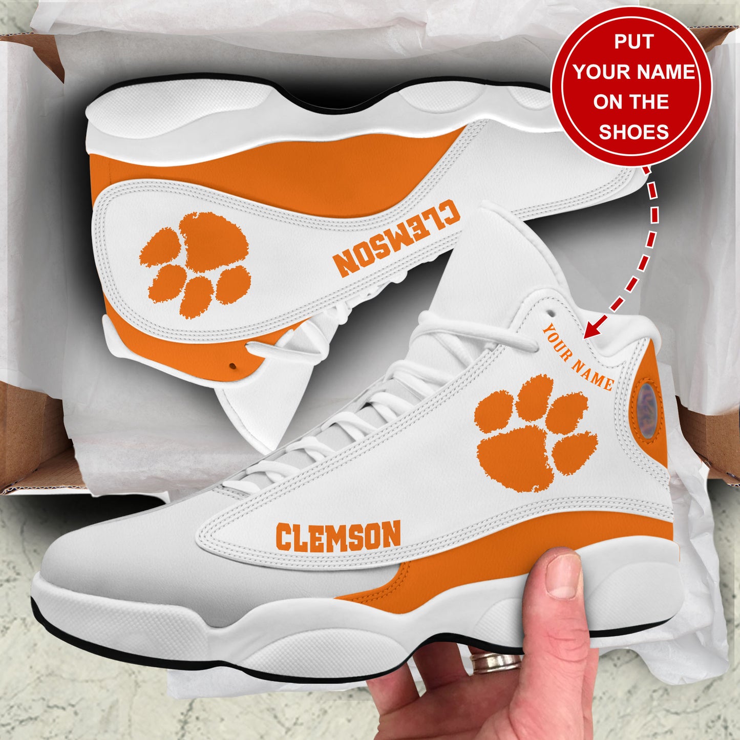 Ideafootwear Clemson Tigers AJ13 Sneakers Shoes For Men And Women 2