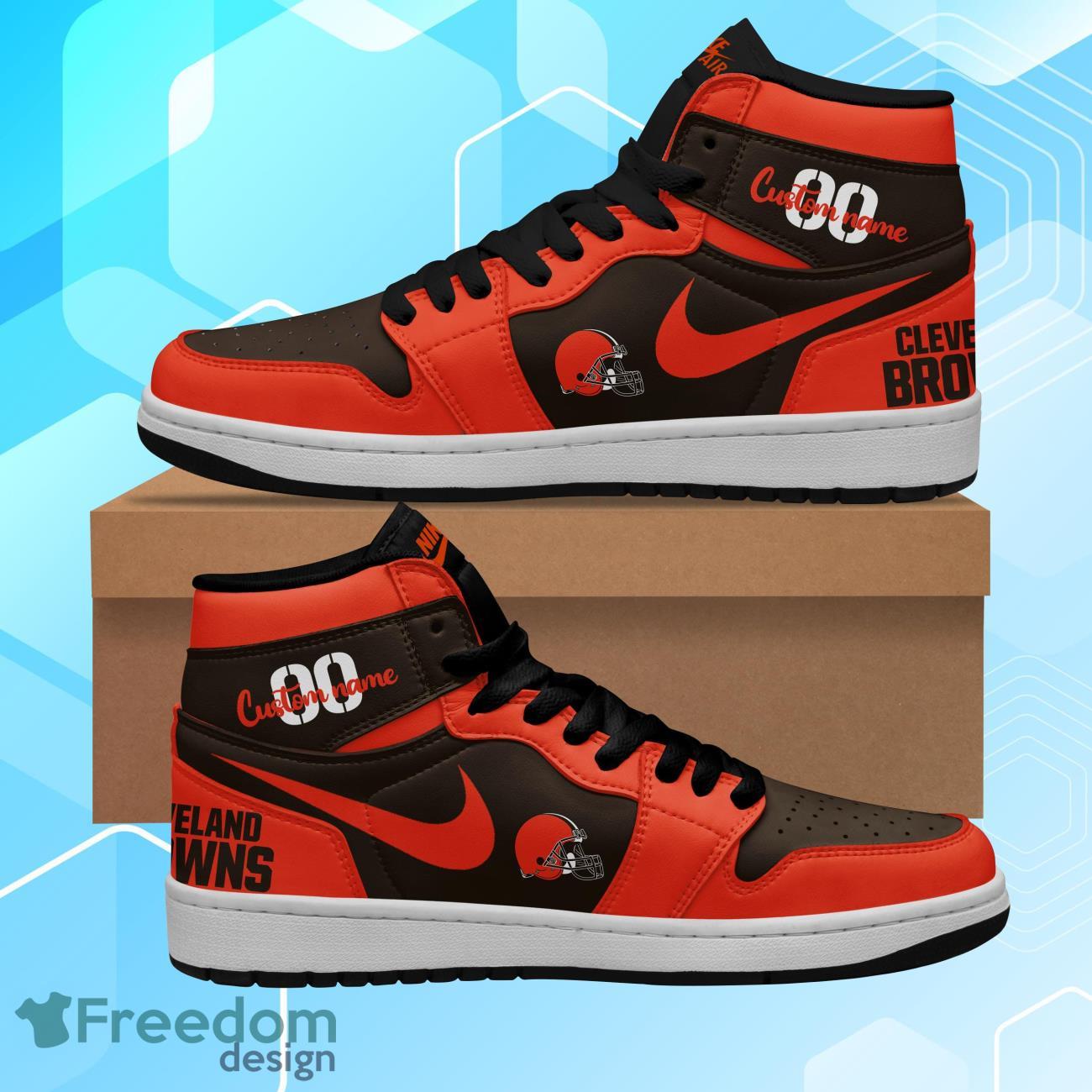 Ideafootwear Cleveland Browns AJ1 High Sneakers Shoes For Men And Women 3