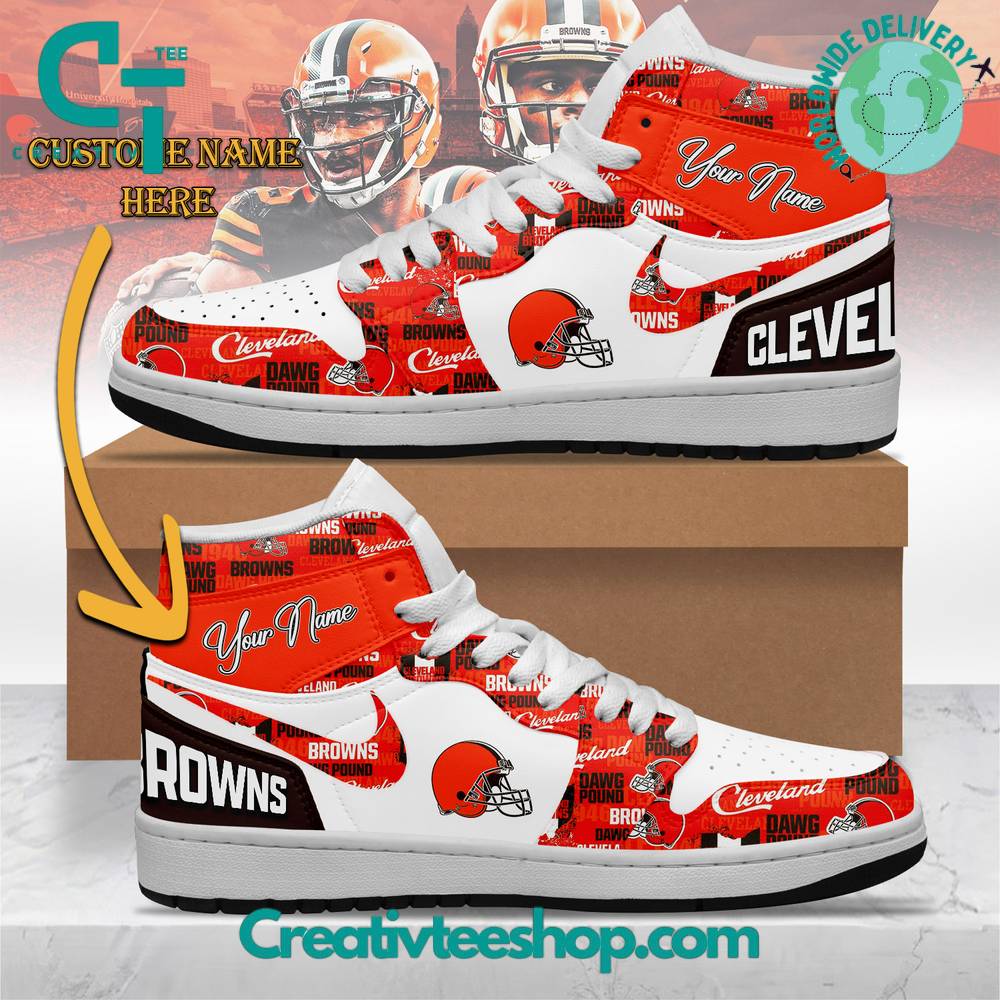 Ideafootwear Cleveland Browns AJ1 High Sneakers Shoes For Men And Women 8
