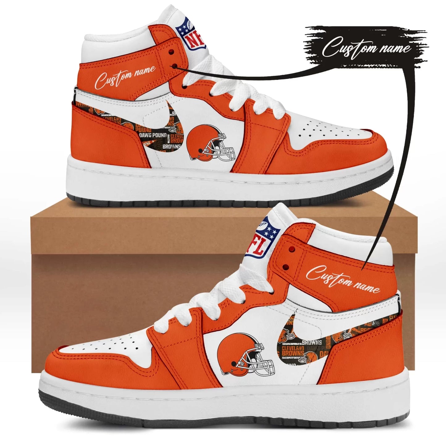 Ideafootwear Cleveland Browns AJ1 High Sneakers Shoes For Men And Women 10