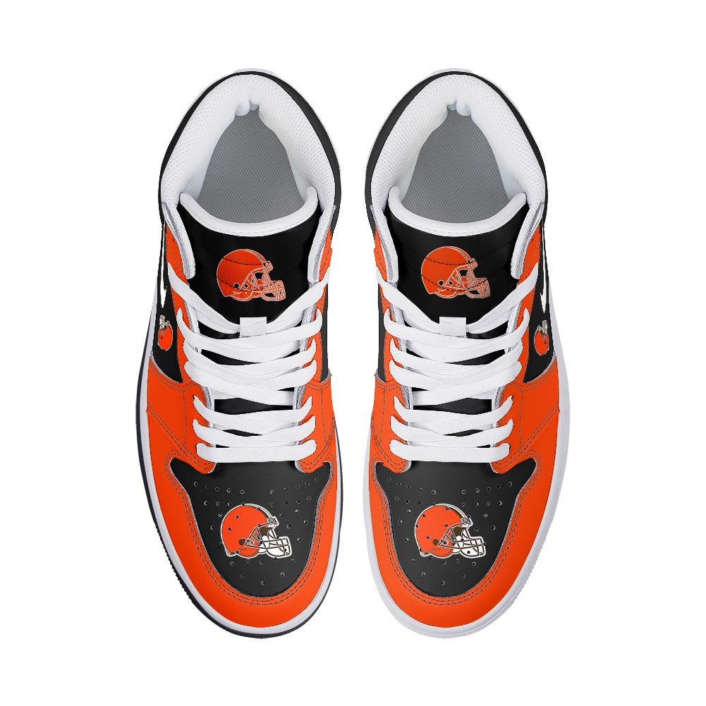 Ideafootwear Cleveland Browns AJ1 High Sneakers Shoes For Men And Women 12