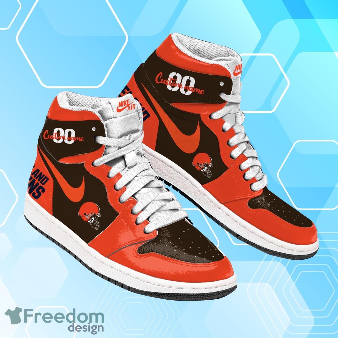 Ideafootwear Cleveland Browns AJ1 High Sneakers Shoes For Men And Women 2