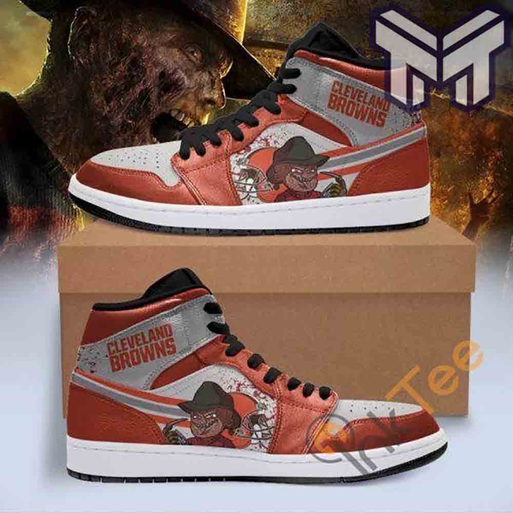 Ideafootwear Cleveland Browns AJ1 High Sneakers Shoes For Men And Women 13
