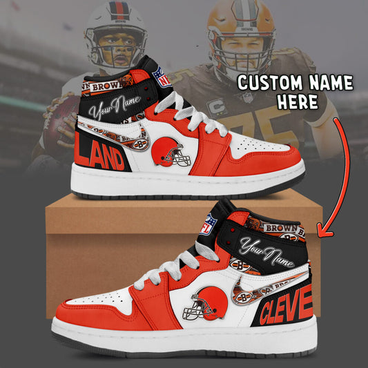 Ideafootwear Cleveland Browns AJ1 High Sneakers Shoes For Men And Women 9