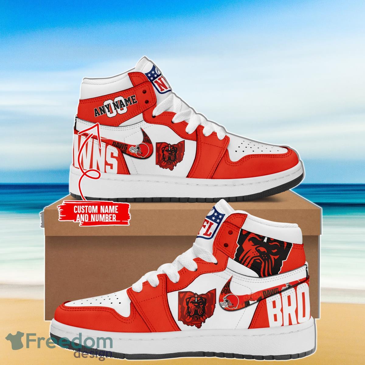 Ideafootwear Cleveland Browns AJ1 High Sneakers Shoes For Men And Women 4