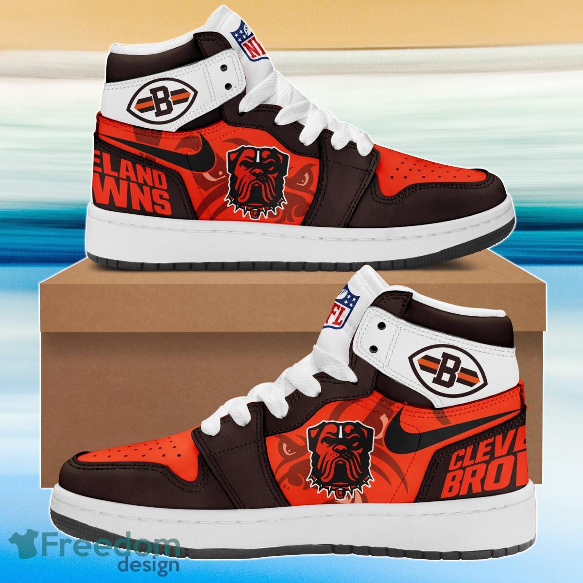 Ideafootwear Cleveland Browns AJ1 High Sneakers Shoes For Men And Women 15