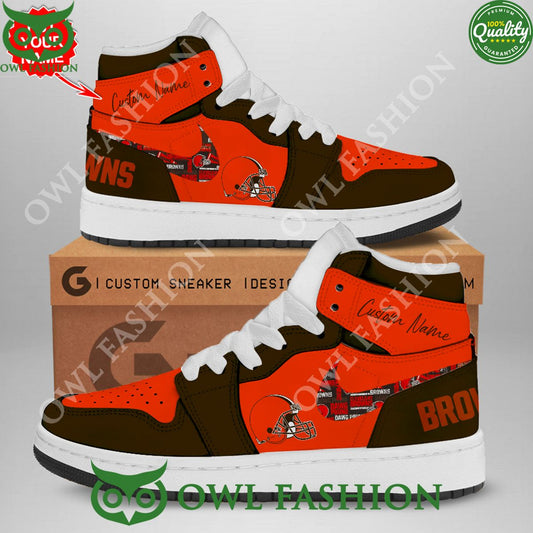 Ideafootwear Cleveland Browns AJ1 High Sneakers Shoes For Men And Women 16