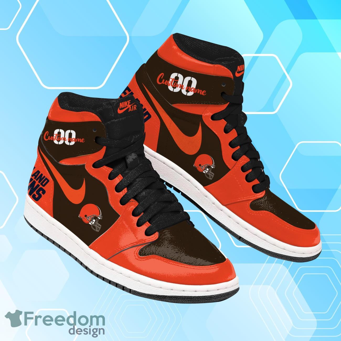 Ideafootwear Cleveland Browns AJ1 High Sneakers Shoes For Men And Women 3