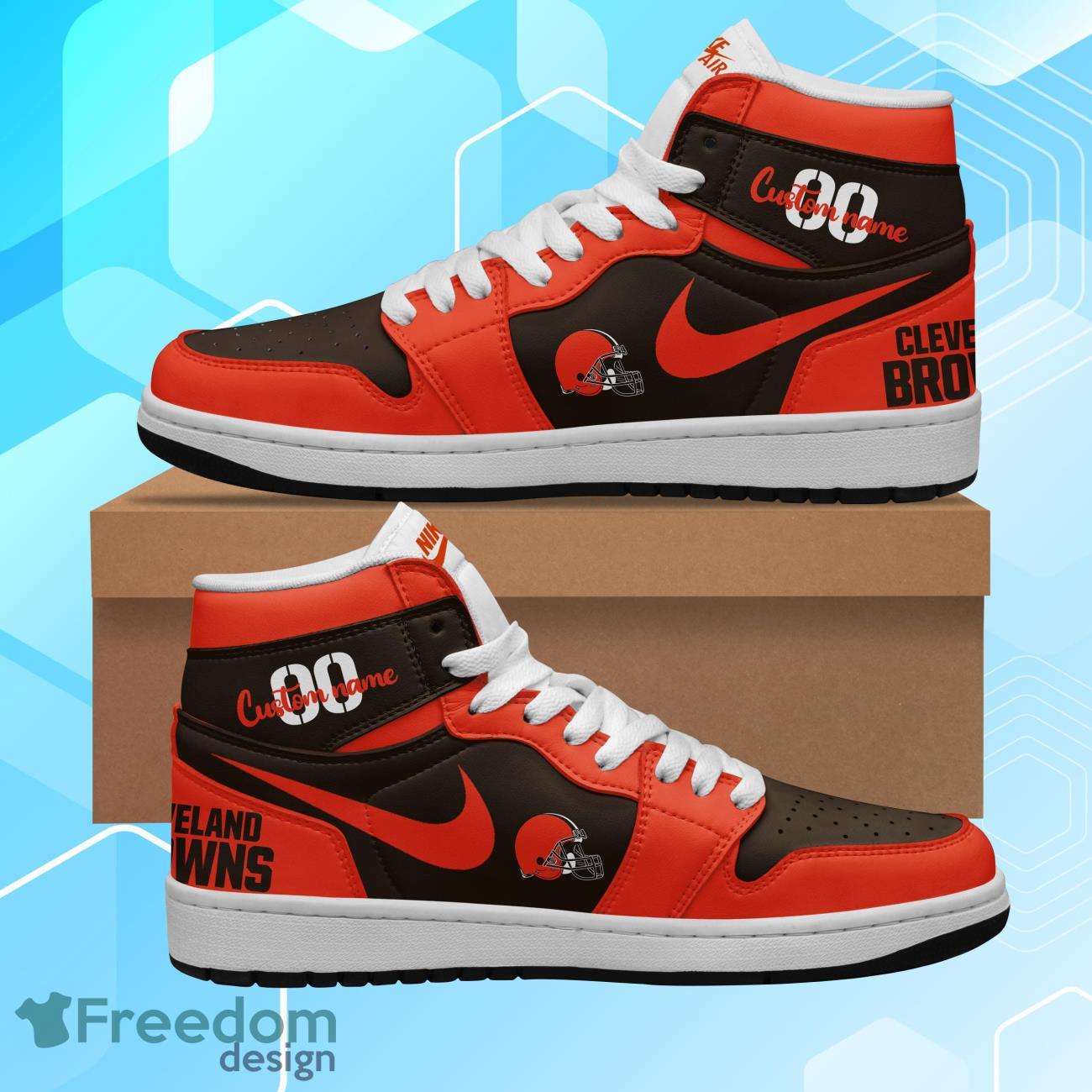 Ideafootwear Cleveland Browns AJ1 High Sneakers Shoes For Men And Women 2
