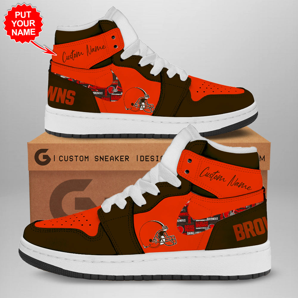 Ideafootwear Cleveland Browns AJ1 High Sneakers Shoes For Men And Women 6