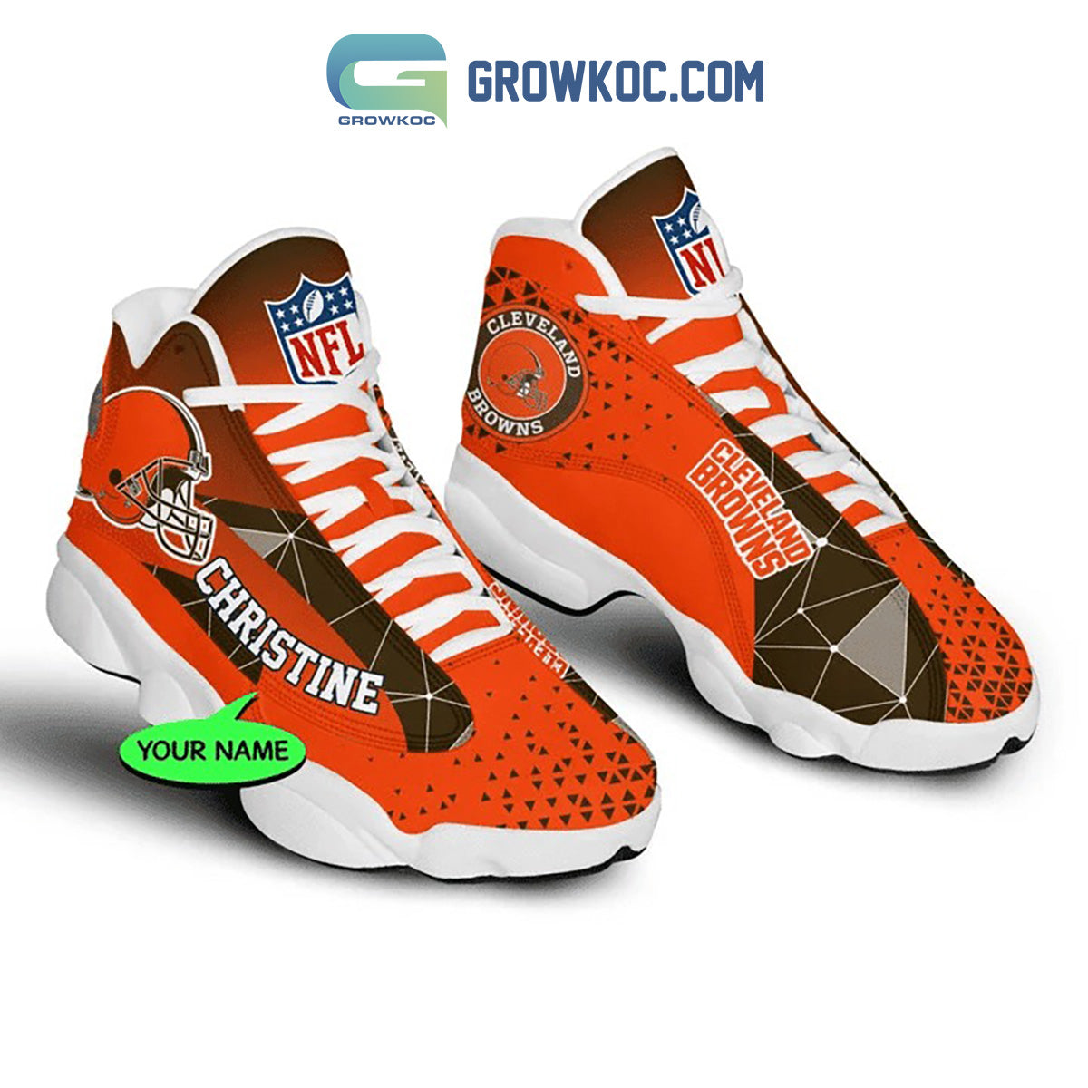 Ideafootwear Cleveland Browns AJ13 Sneakers Shoes For Men And Women 5