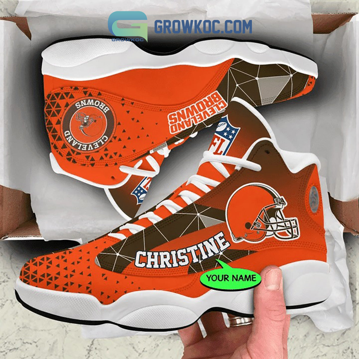 Ideafootwear Cleveland Browns AJ13 Sneakers Shoes For Men And Women 5