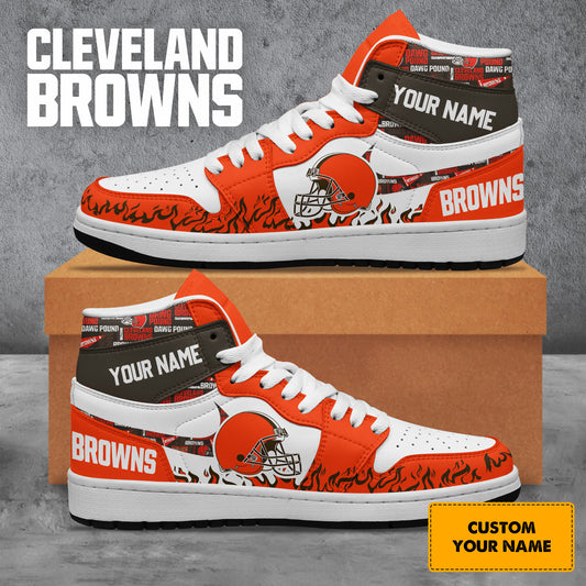 Ideafootwear Cleveland Browns AJ1 High Sneakers Shoes For Men And Women 19
