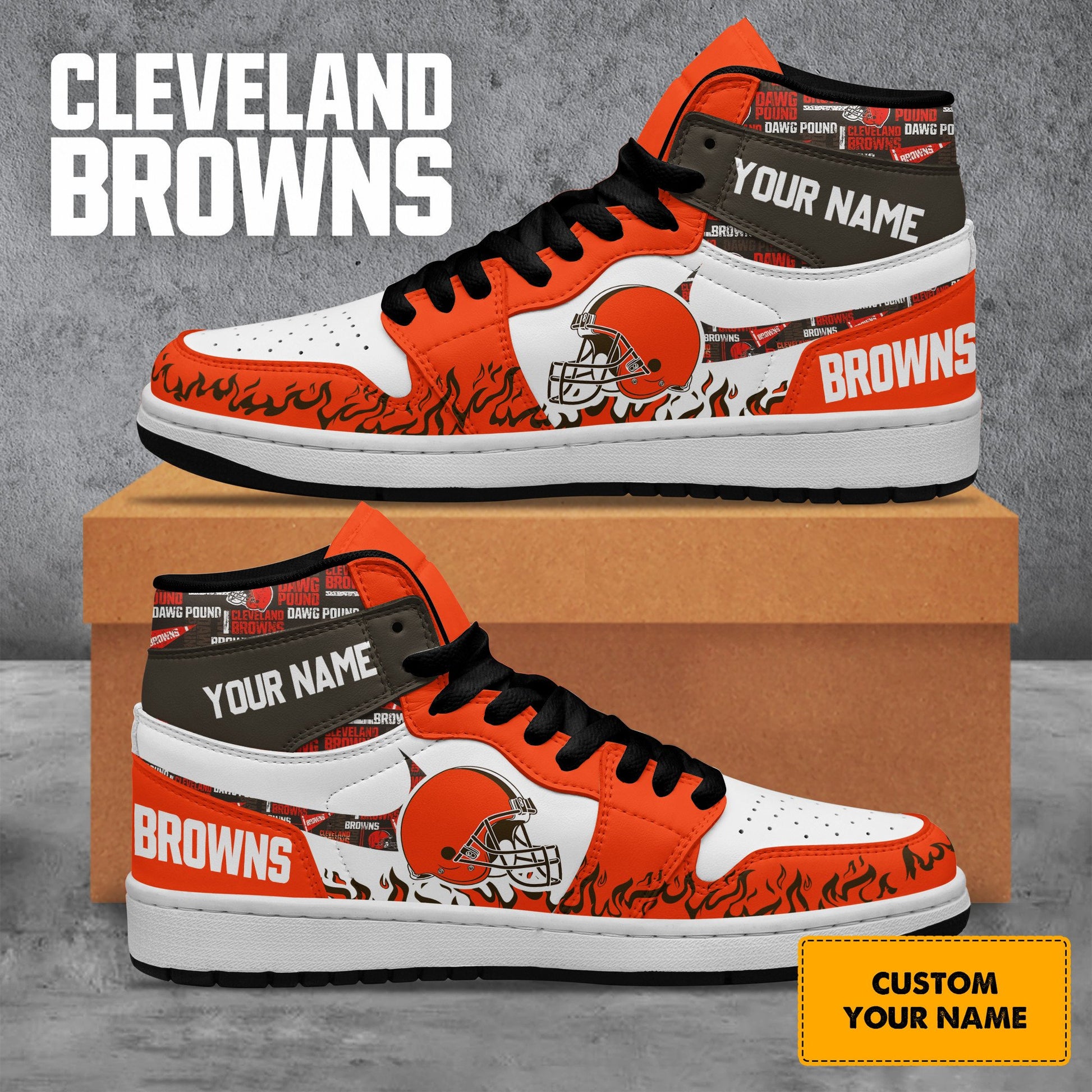 Ideafootwear Cleveland Browns AJ1 High Sneakers Shoes For Men And Women 20