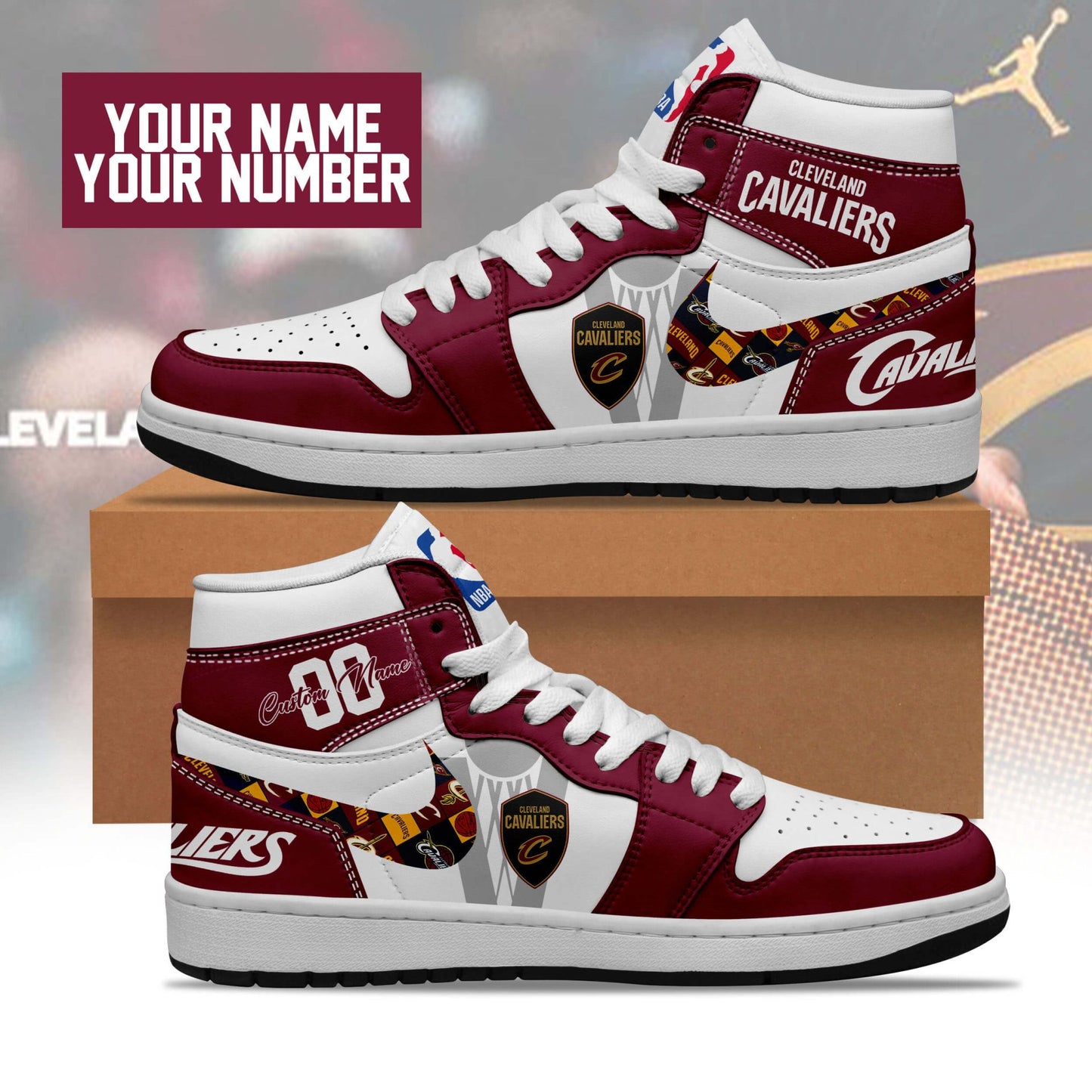 Ideafootwear Cleveland Cavaliers AJ1 High Sneakers Shoes For Men And Women 1