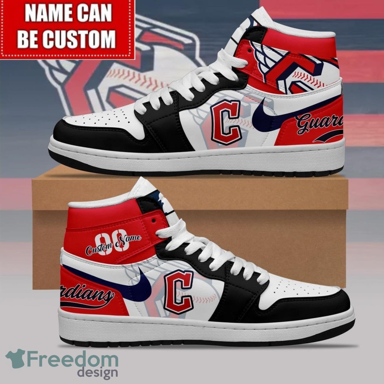 Ideafootwear Cleveland Guardians AJ1 High Sneakers Shoes For Men And Women 1