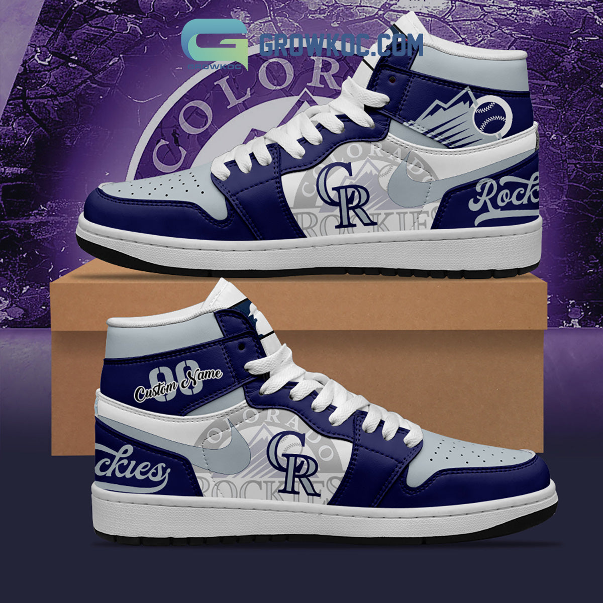 Ideafootwear Colorado Rockies AJ1 High Sneakers Shoes For Men And Women 4