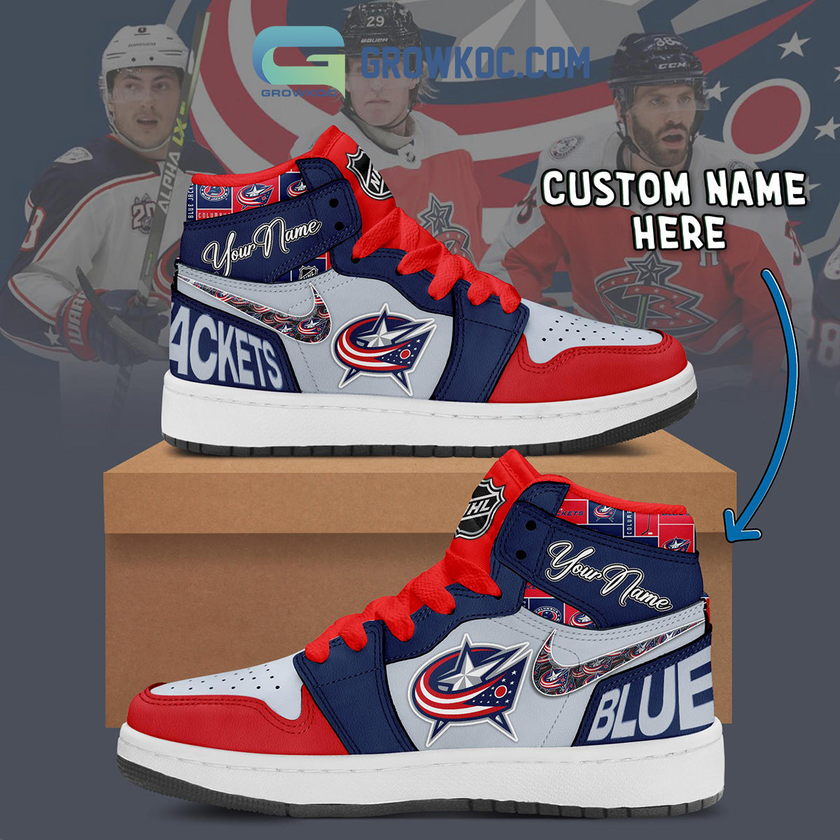 Ideafootwear Columbus Blue Jackets AJ1 High Sneakers Shoes For Men And Women 1