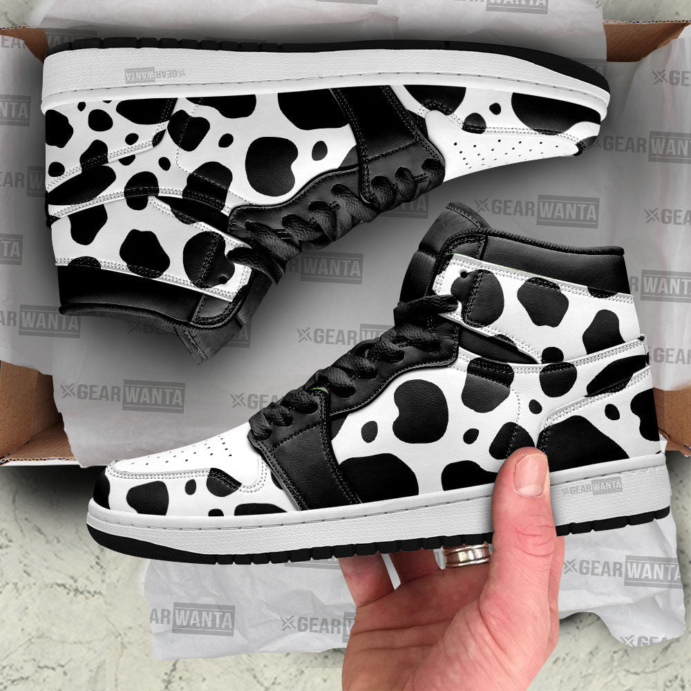 Ideafootwear Cow Diary Skin AJ1 High Sneakers Shoes For Men And Women 1