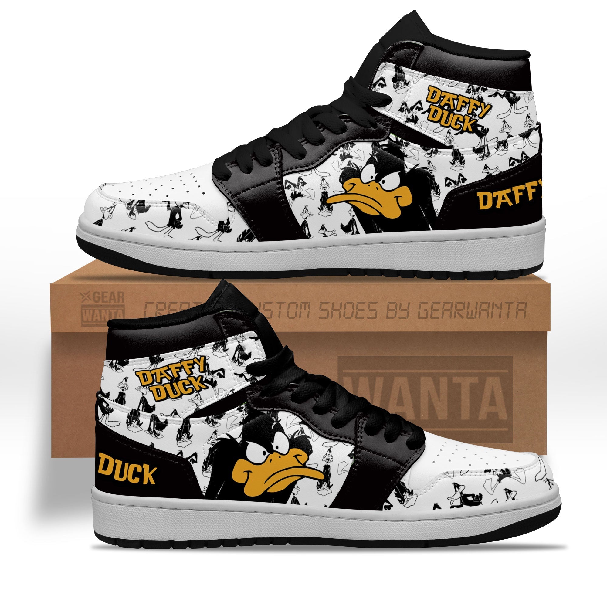 Ideafootwear Daffy Duck AJ1 High Sneakers Shoes For Men And Women 1