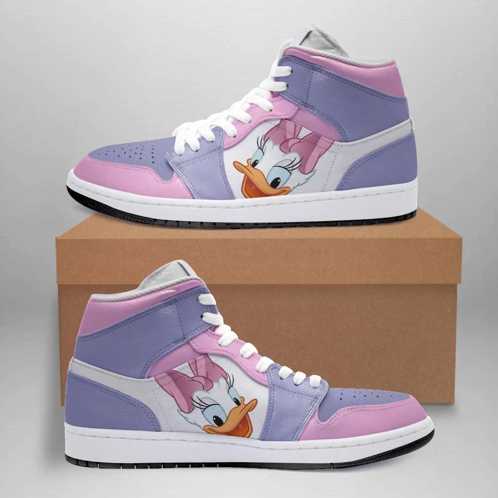 Ideafootwear Daisy Duck AJ1 High Sneakers Shoes For Men And Women 1
