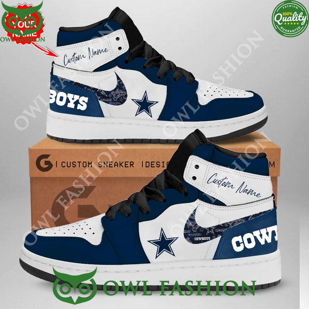 Ideafootwear Dallas Cowboys AJ1 High Sneakers Shoes For Men And Women 16