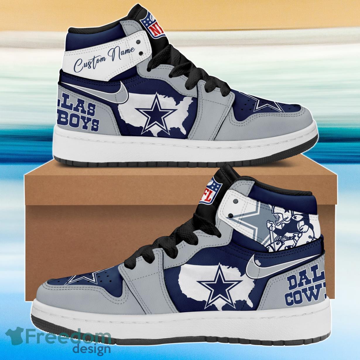 Ideafootwear Dallas Cowboys AJ1 High Sneakers Shoes For Men And Women 5