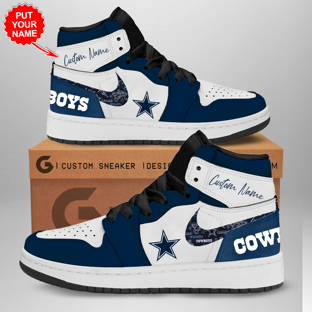 Ideafootwear Dallas Cowboys AJ1 High Sneakers Shoes For Men And Women 9