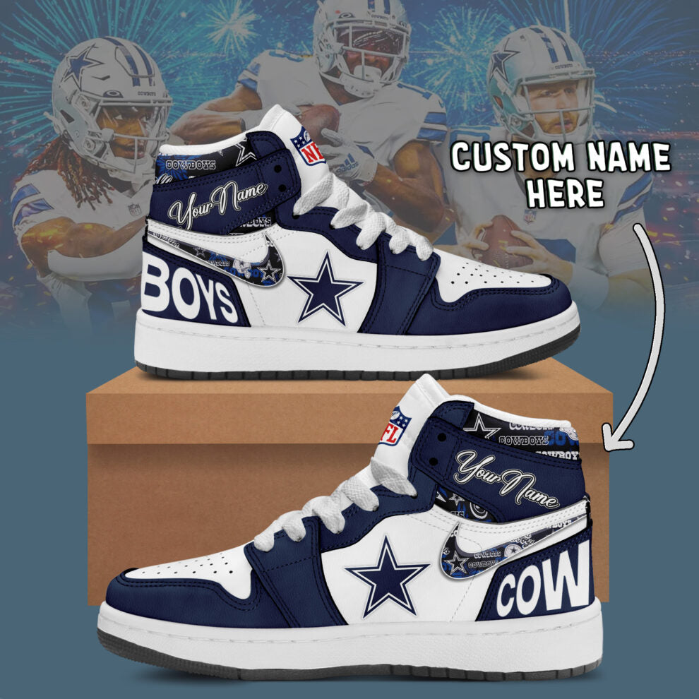 Ideafootwear Dallas Cowboys AJ1 High Sneakers Shoes For Men And Women 11