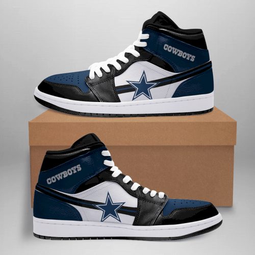 Ideafootwear Dallas Cowboys NFL AJ1 High Sneakers Shoes For Men And Women 12