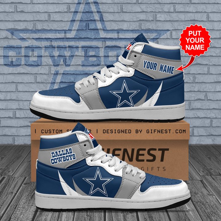 Ideafootwear Dallas Cowboys NFL AJ1 High Sneakers Shoes For Men And Women 4