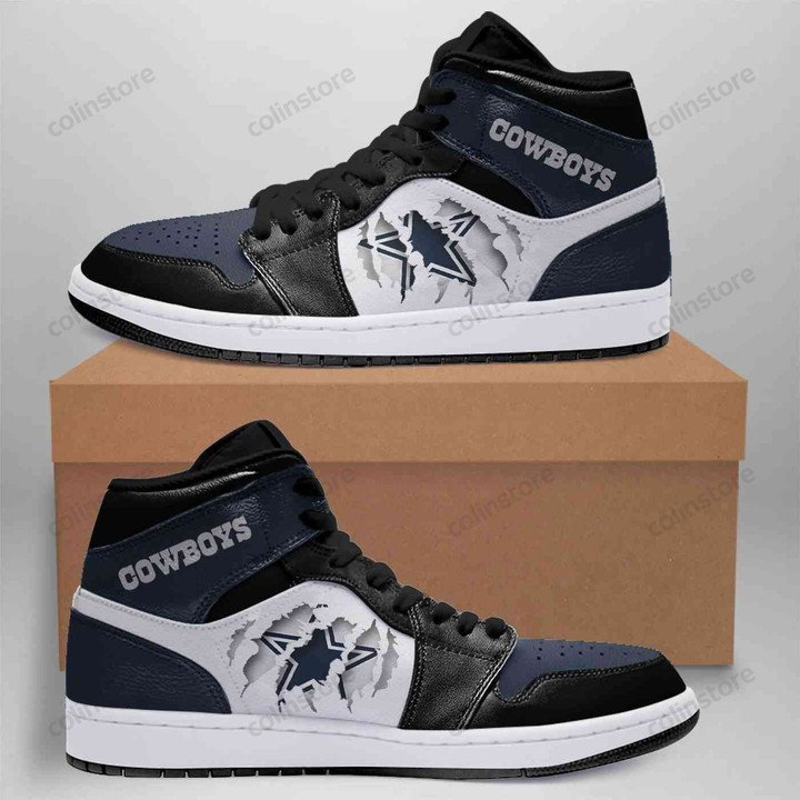 Ideafootwear Dallas Cowboys NFL AJ1 High Sneakers Shoes For Men And Women 10