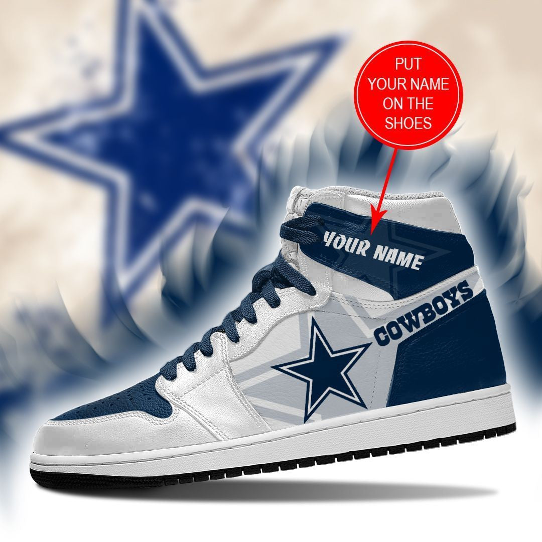 Ideafootwear Dallas Cowboys NFL AJ1 High Sneakers Shoes For Men And Women 2