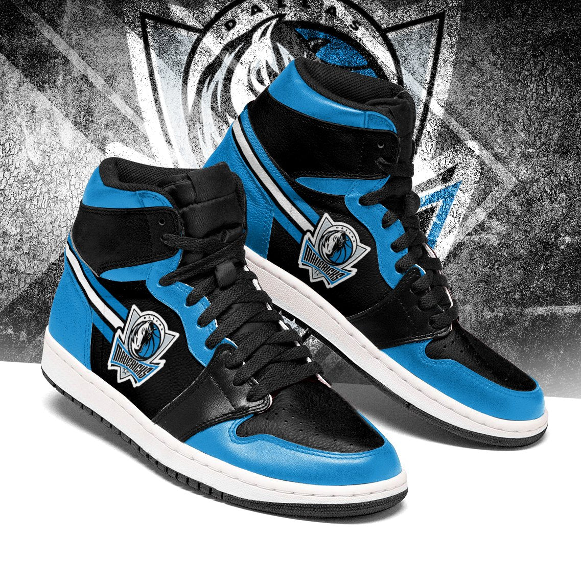 Ideafootwear Dallas Mavericks NBA AJ1 High Sneakers Shoes For Men And Women 2