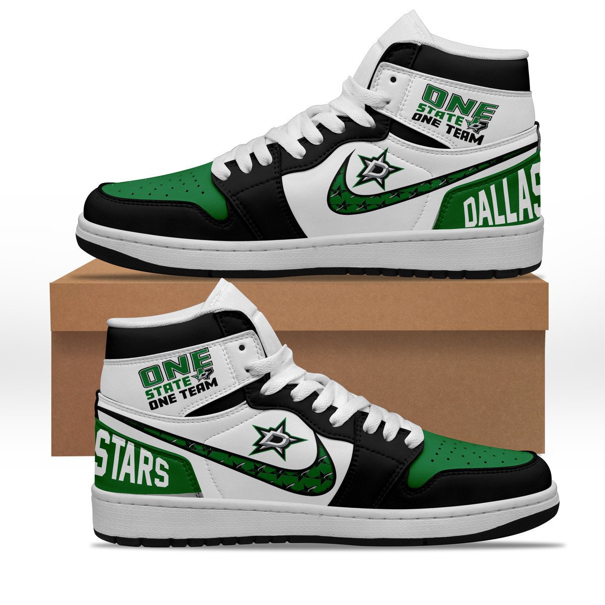 Ideafootwear Dallas Stars AJ1 High Sneakers Shoes For Men And Women 8