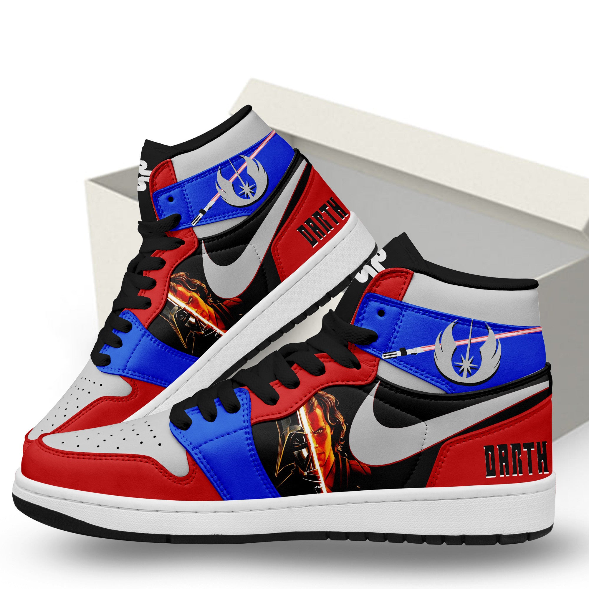 Ideafootwear Darth Vader AJ1 High Sneakers Shoes For Men And Women 2