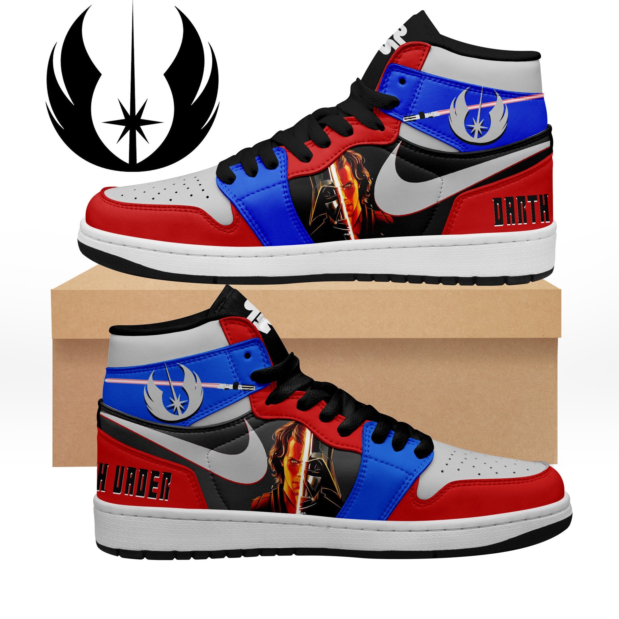 Ideafootwear Darth Vader AJ1 High Sneakers Shoes For Men And Women 2