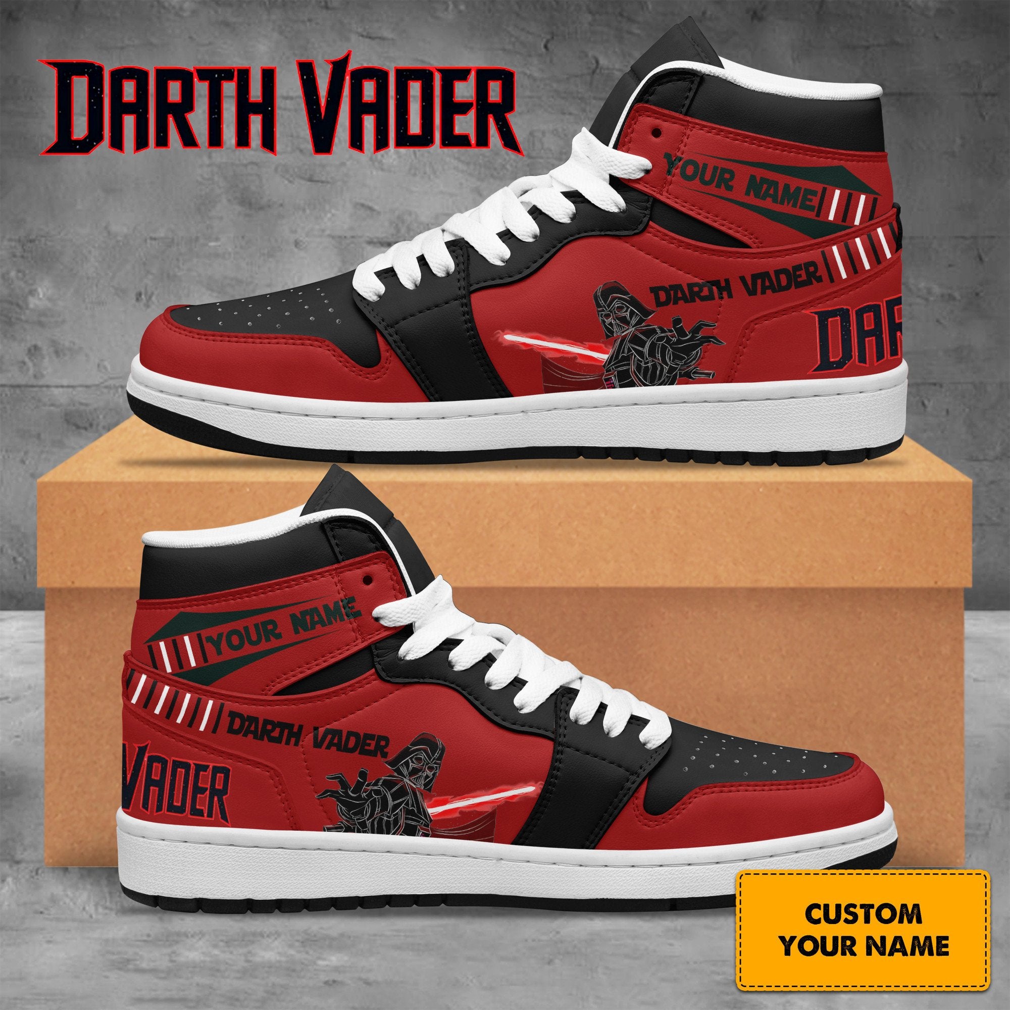 Ideafootwear Darth Vader AJ1 High Sneakers Shoes For Men And Women 1